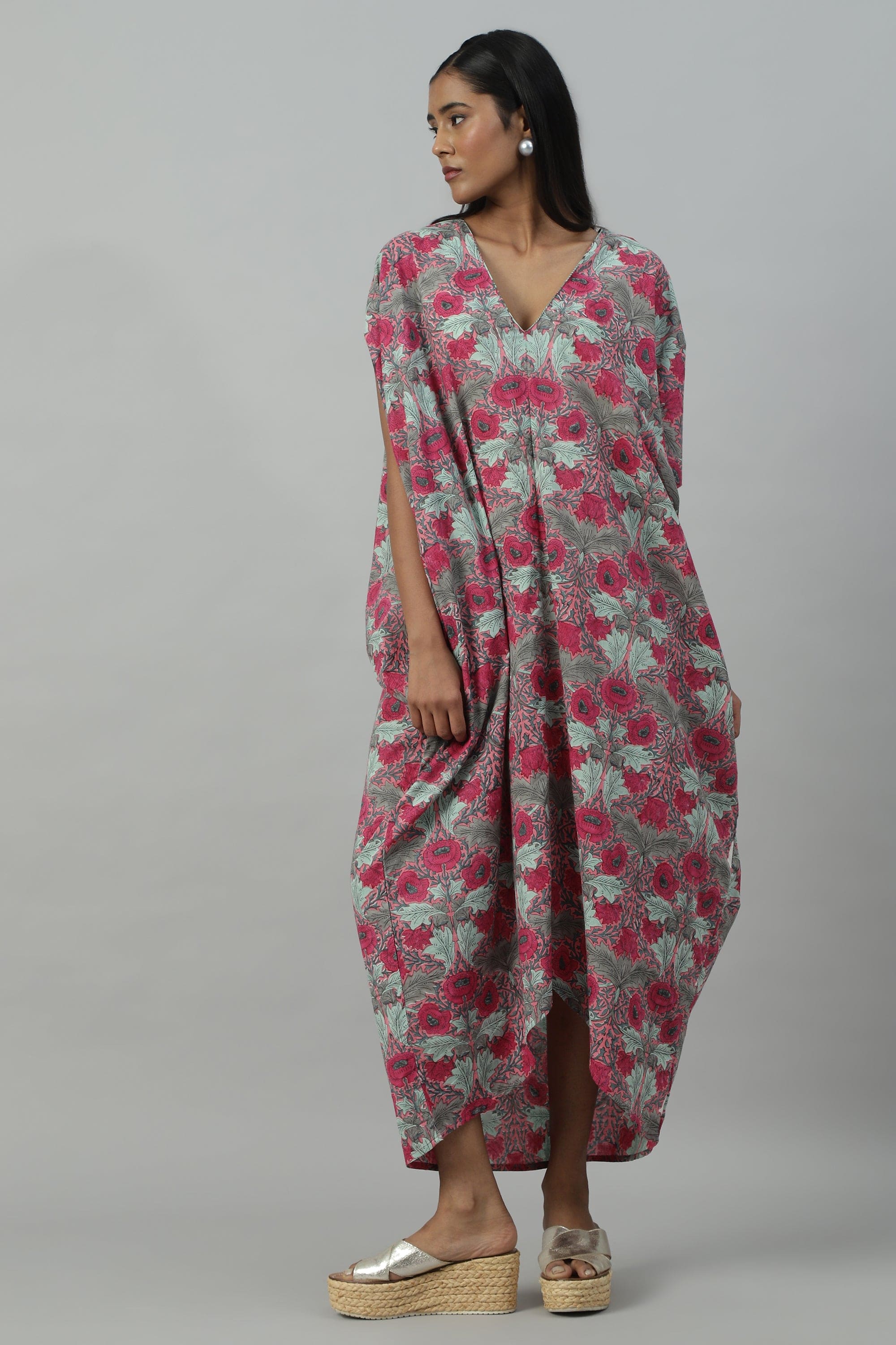 PINK POPPY ORGANIC COTTON KAFTAN  yumiartistry