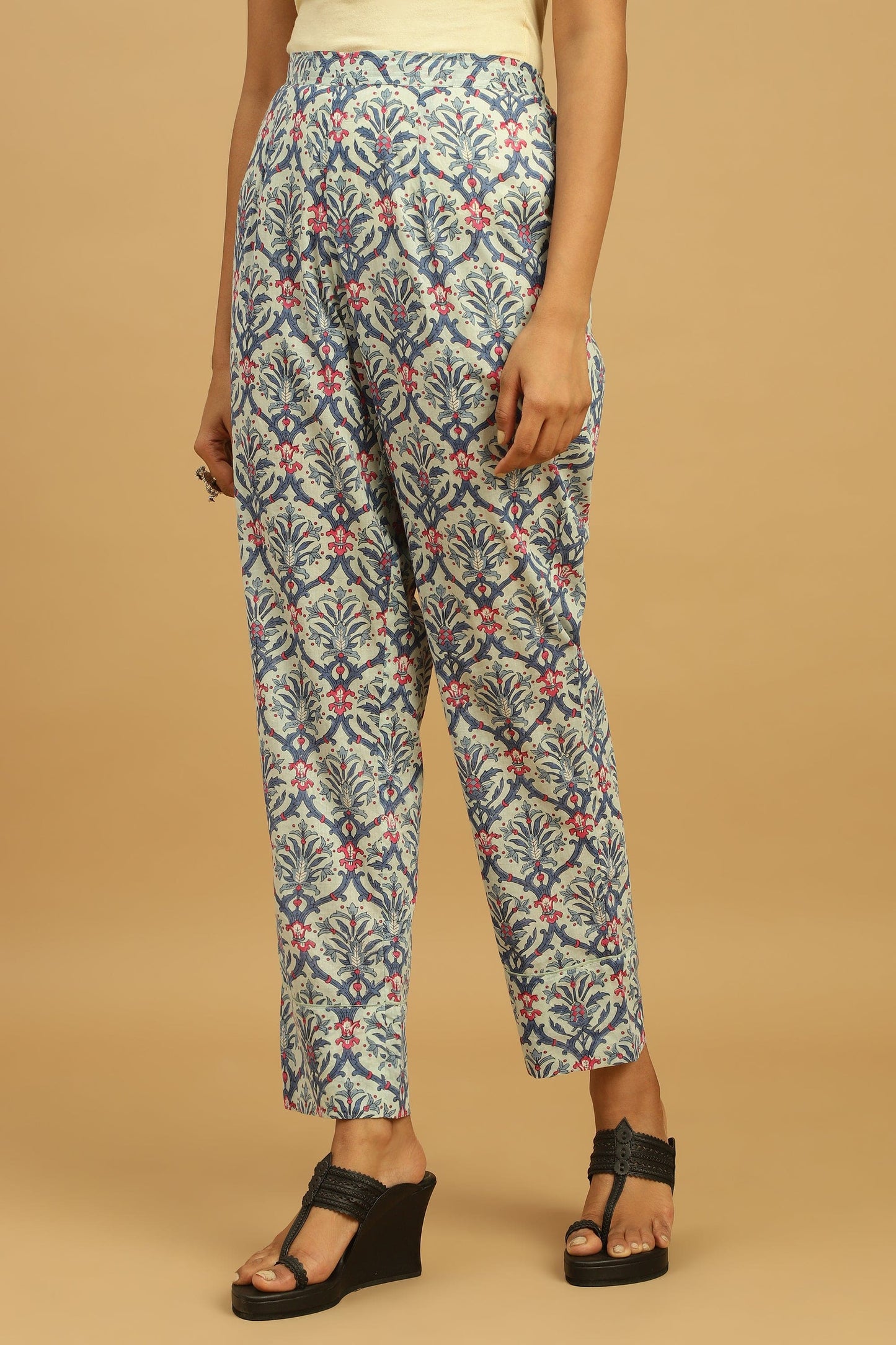 BLUE ANANAAS JAALI ORGANIC COTTON BLOCK TUNIC SET