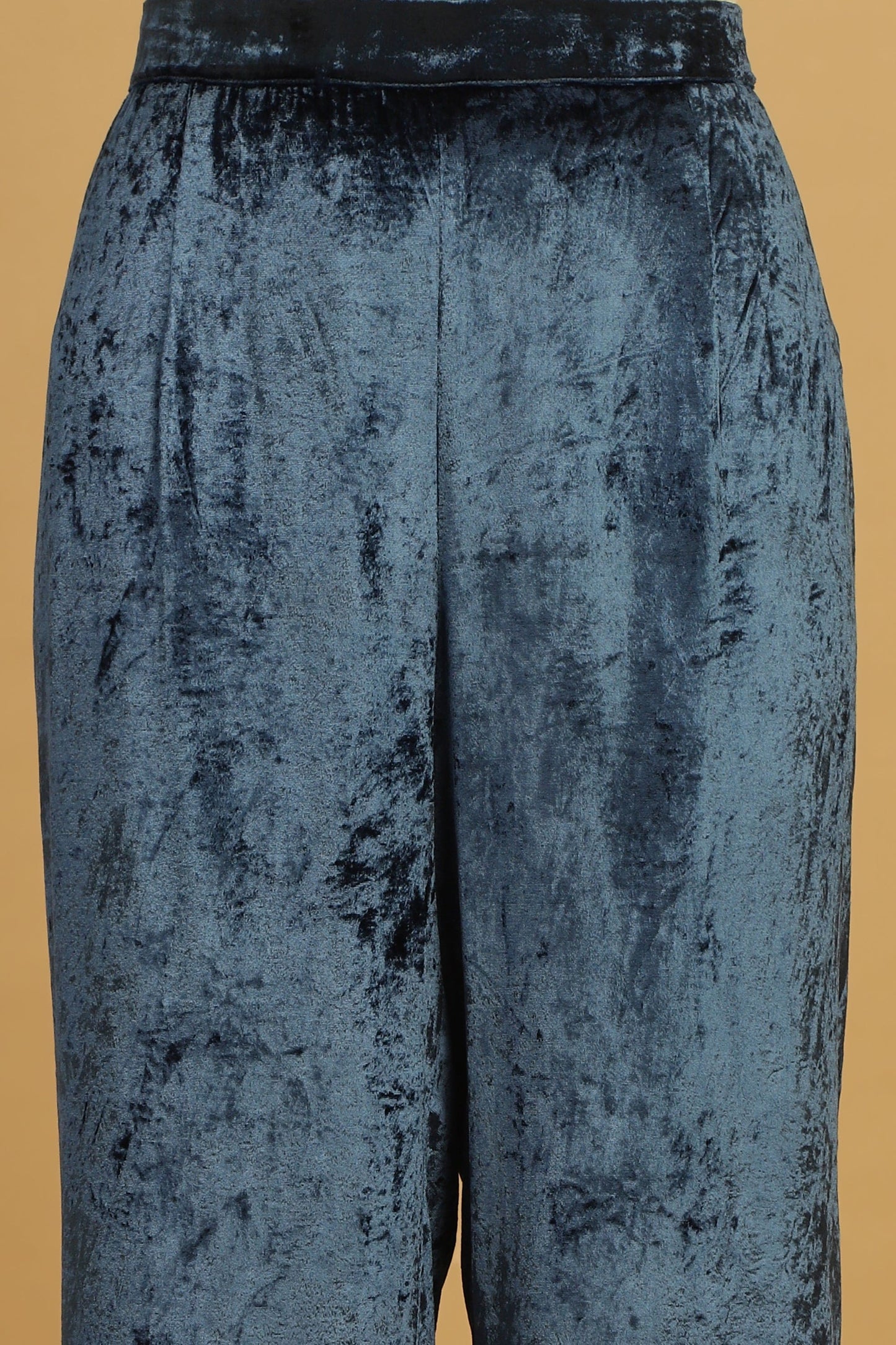 INDIGO PAISLEY STRIPES VELVET AJRAKH TUNIC JACKET SET