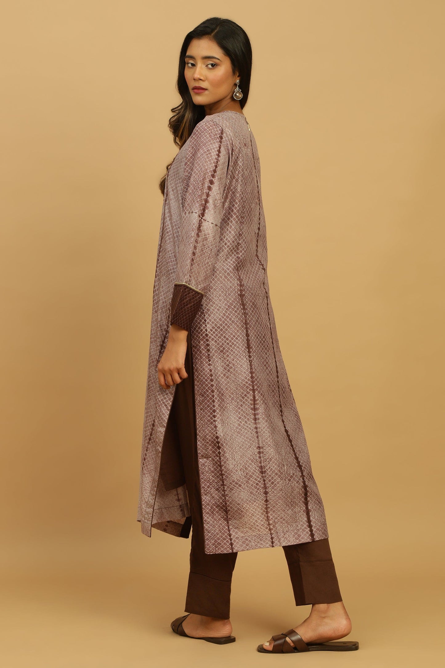 CHOCOLATE SILK SHIBORI TUNIC SET