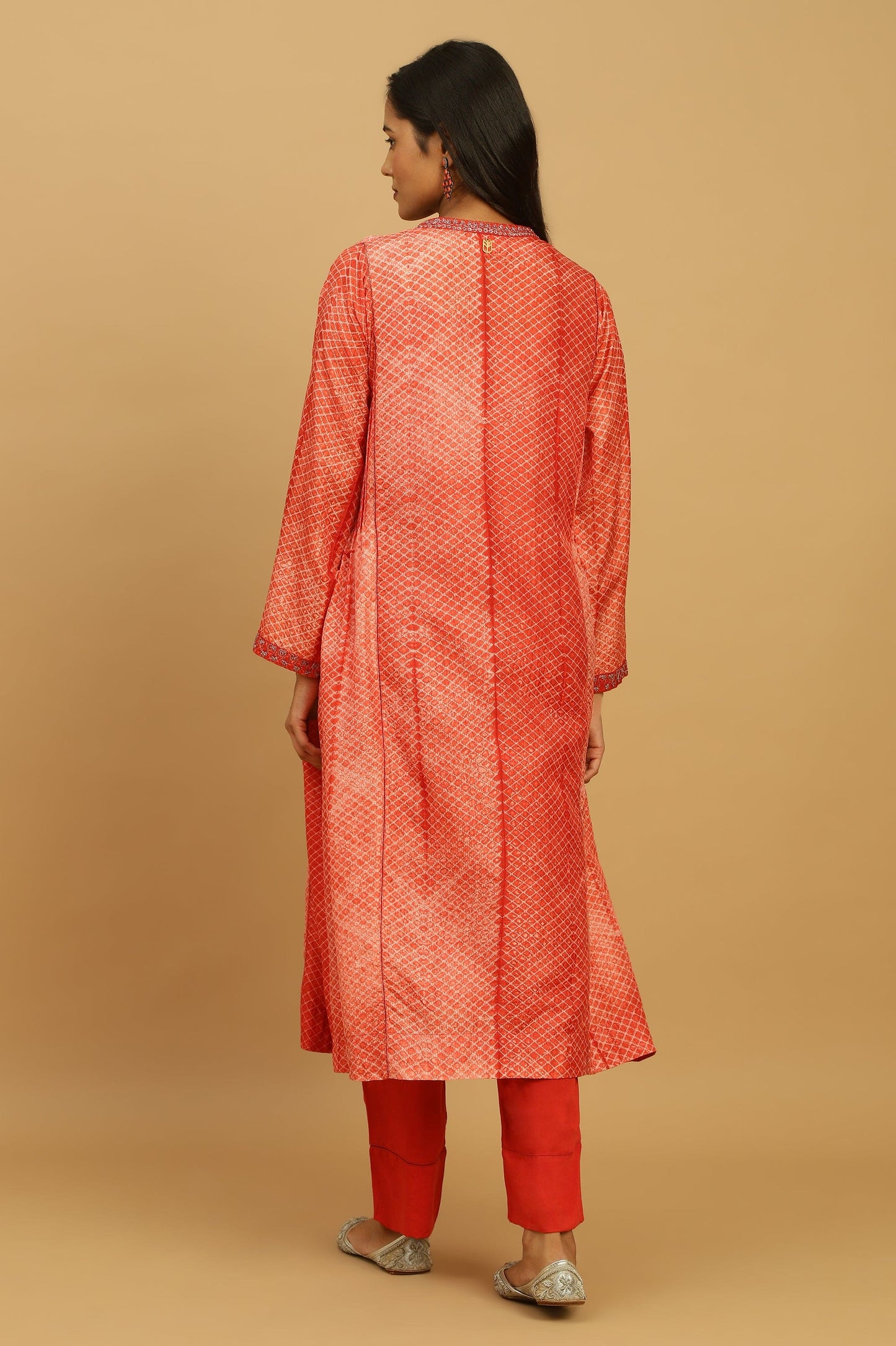RED SILK SHIBORI TUNIC SET