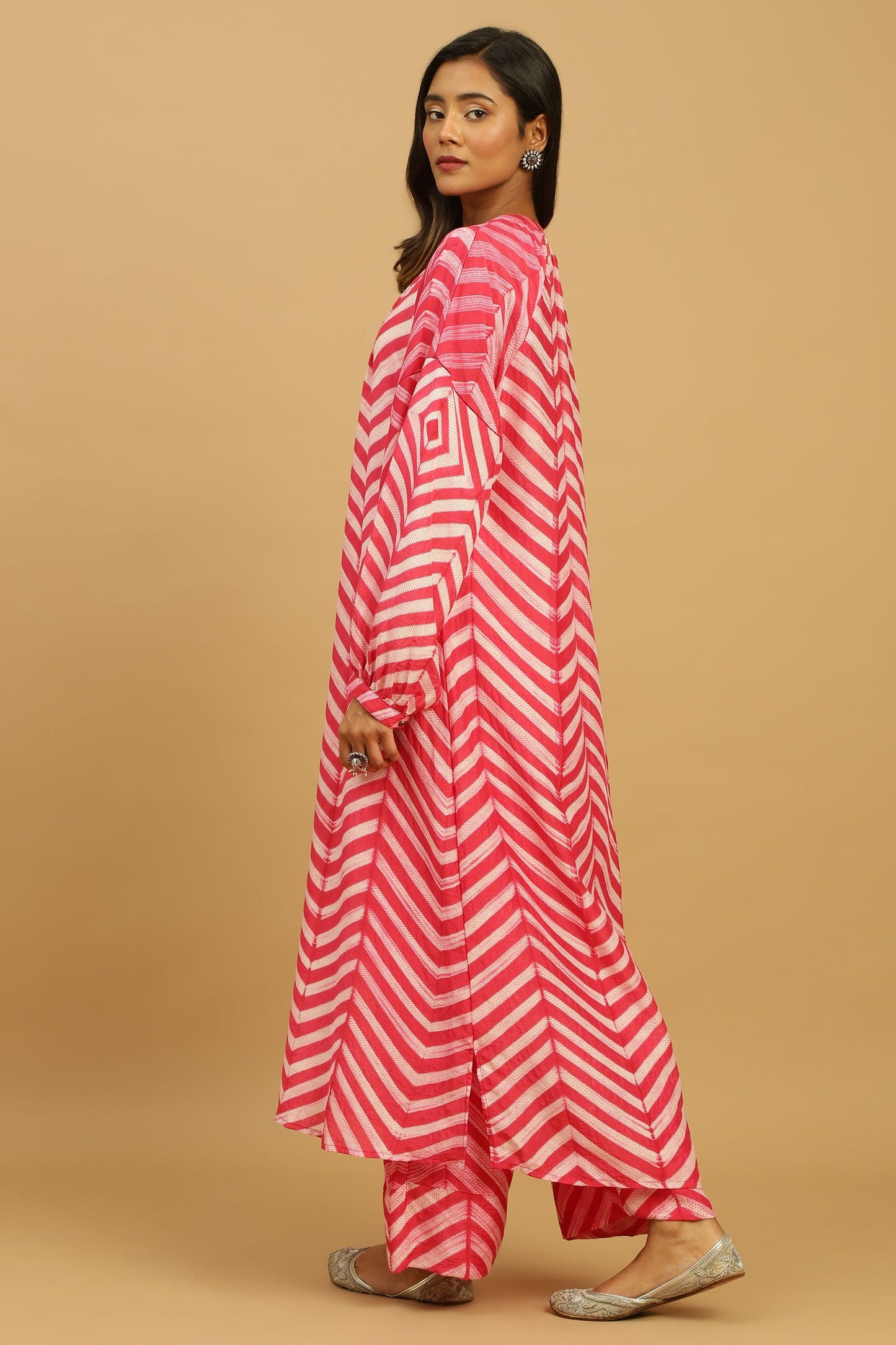 FUCHSIA COTTON SILK SHIBORI TUNIC SET