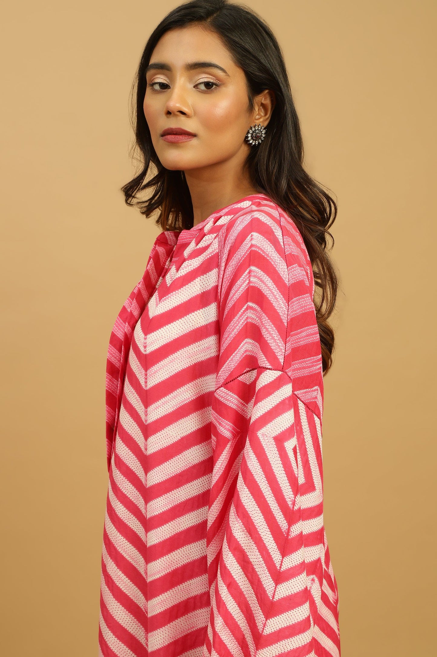 FUCHSIA COTTON SILK SHIBORI TUNIC SET