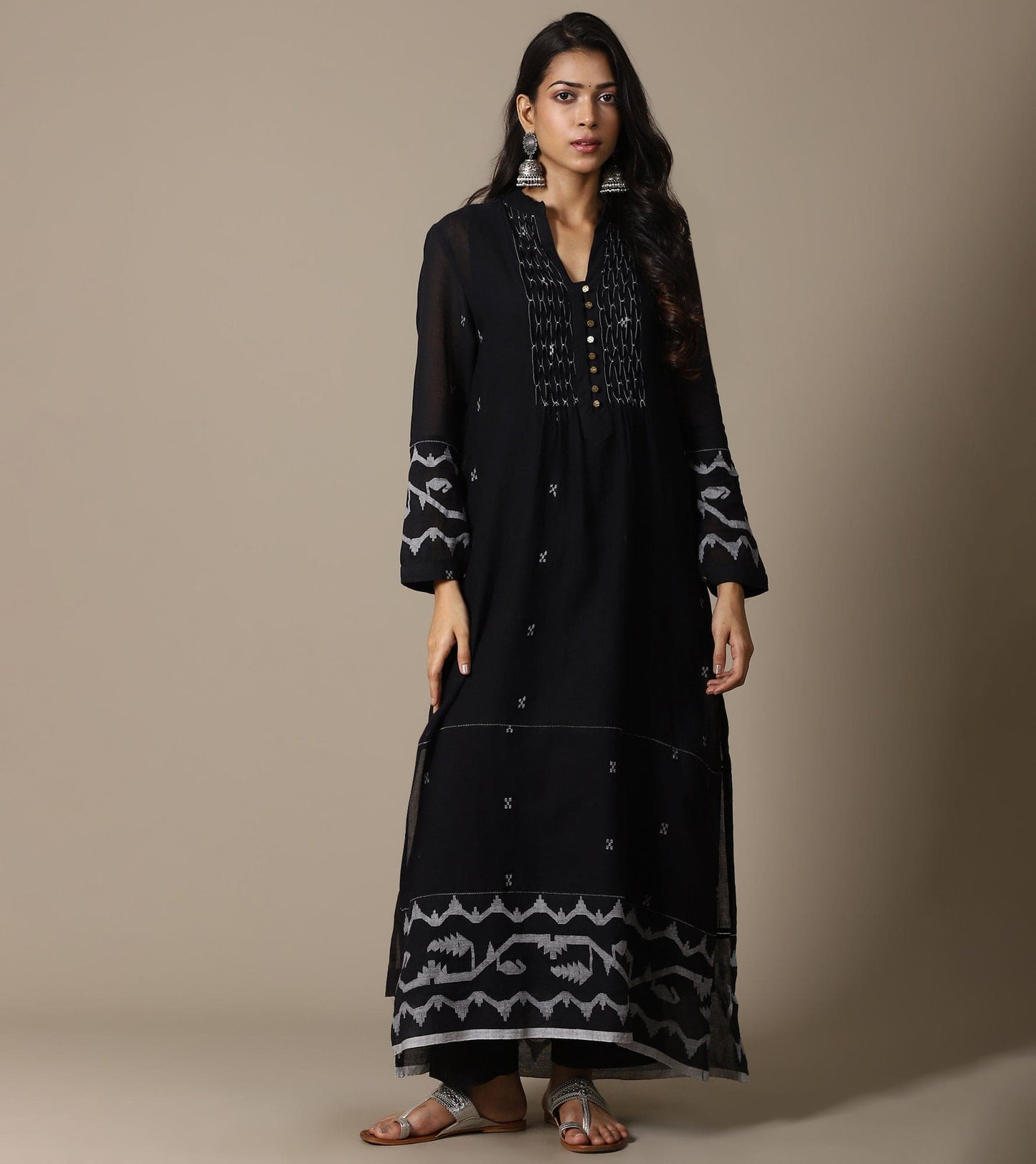 BLACK JAMDANI TUNIC SET
