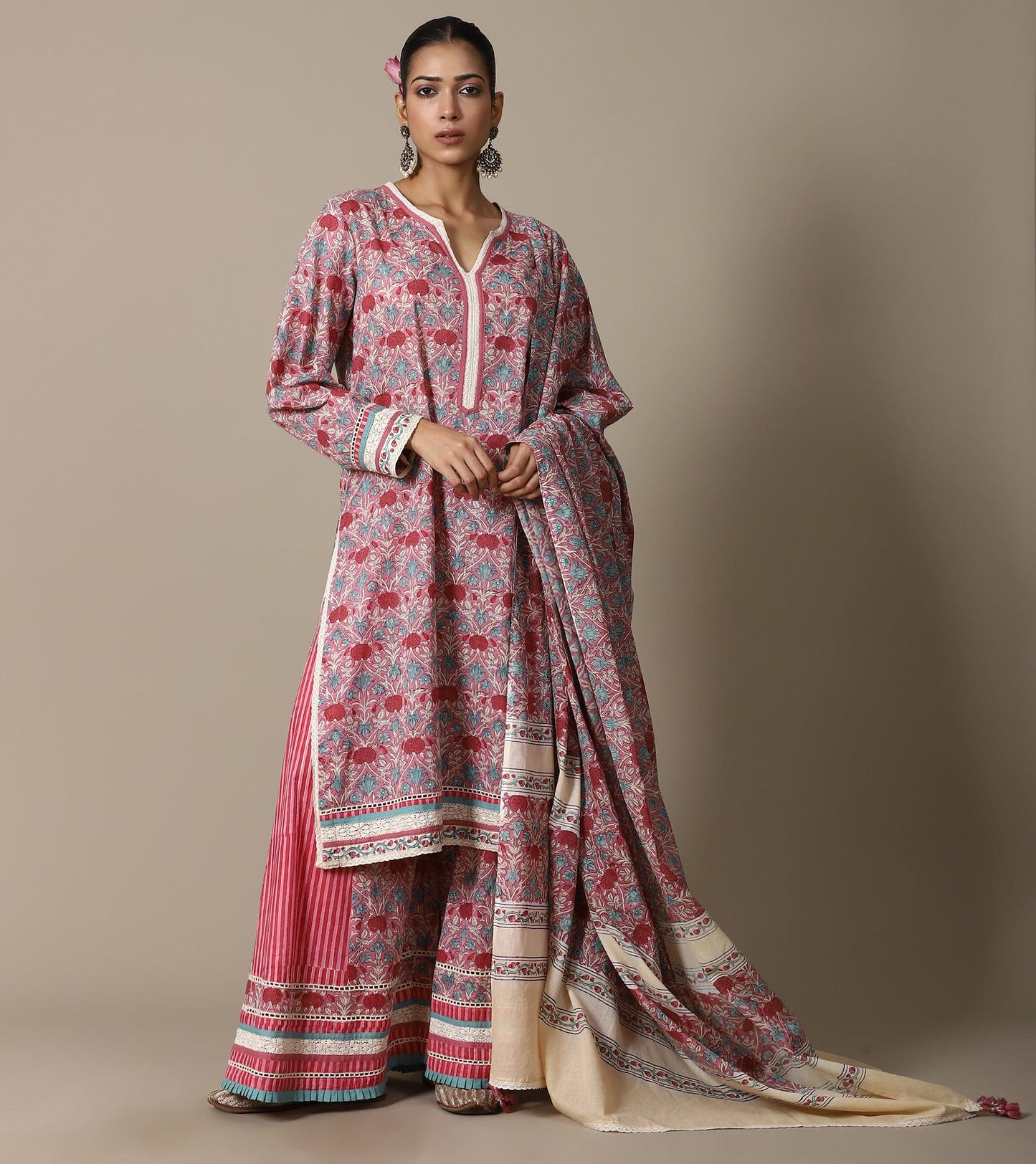 BLOCK BLUSH MARIGOLD KURTA & KALIDAR BOTTOM