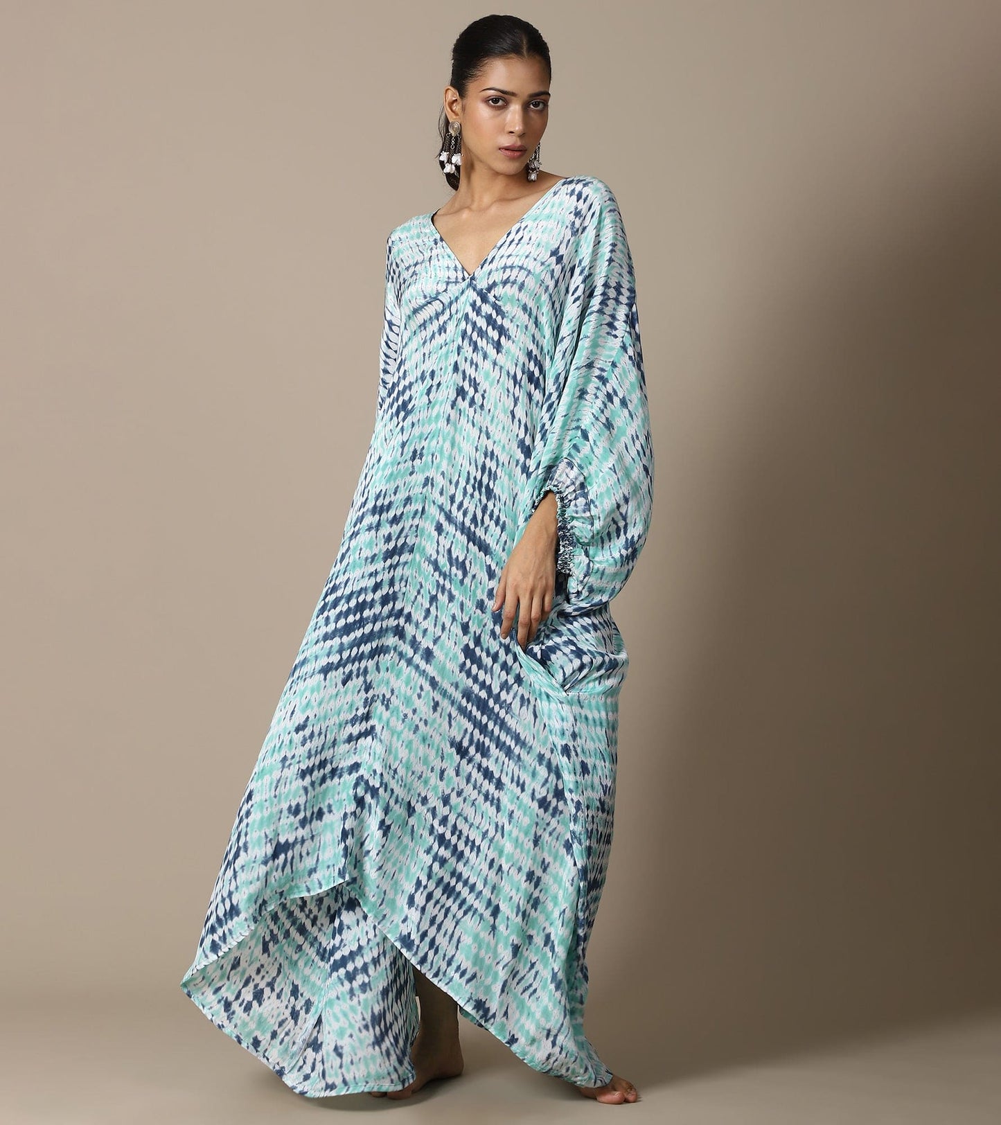 AQUA INDIGO SHIBORI KAFTAN