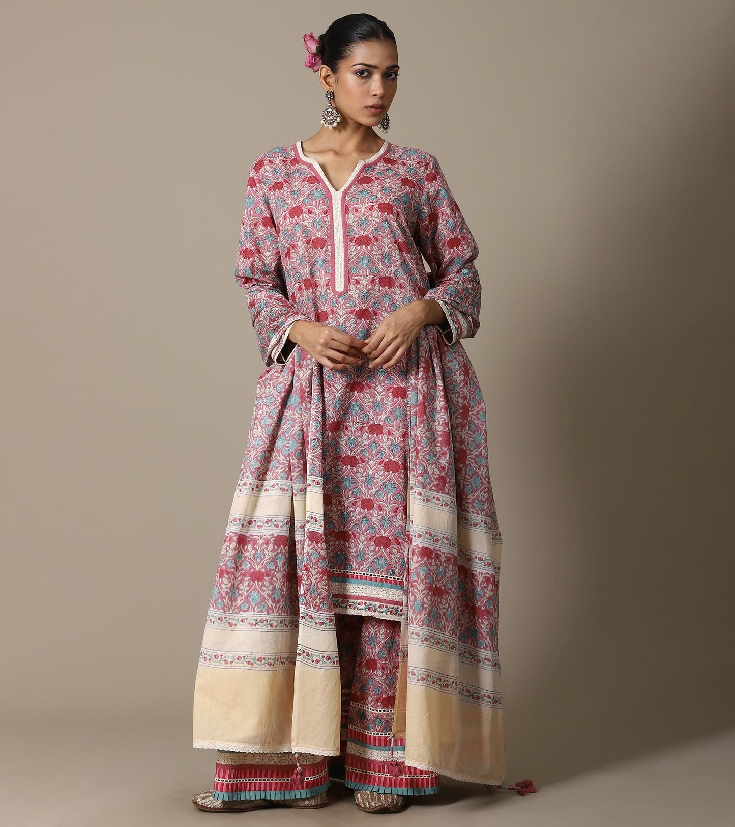 BLOCK BLUSH MARIGOLD KURTA & KALIDAR BOTTOM