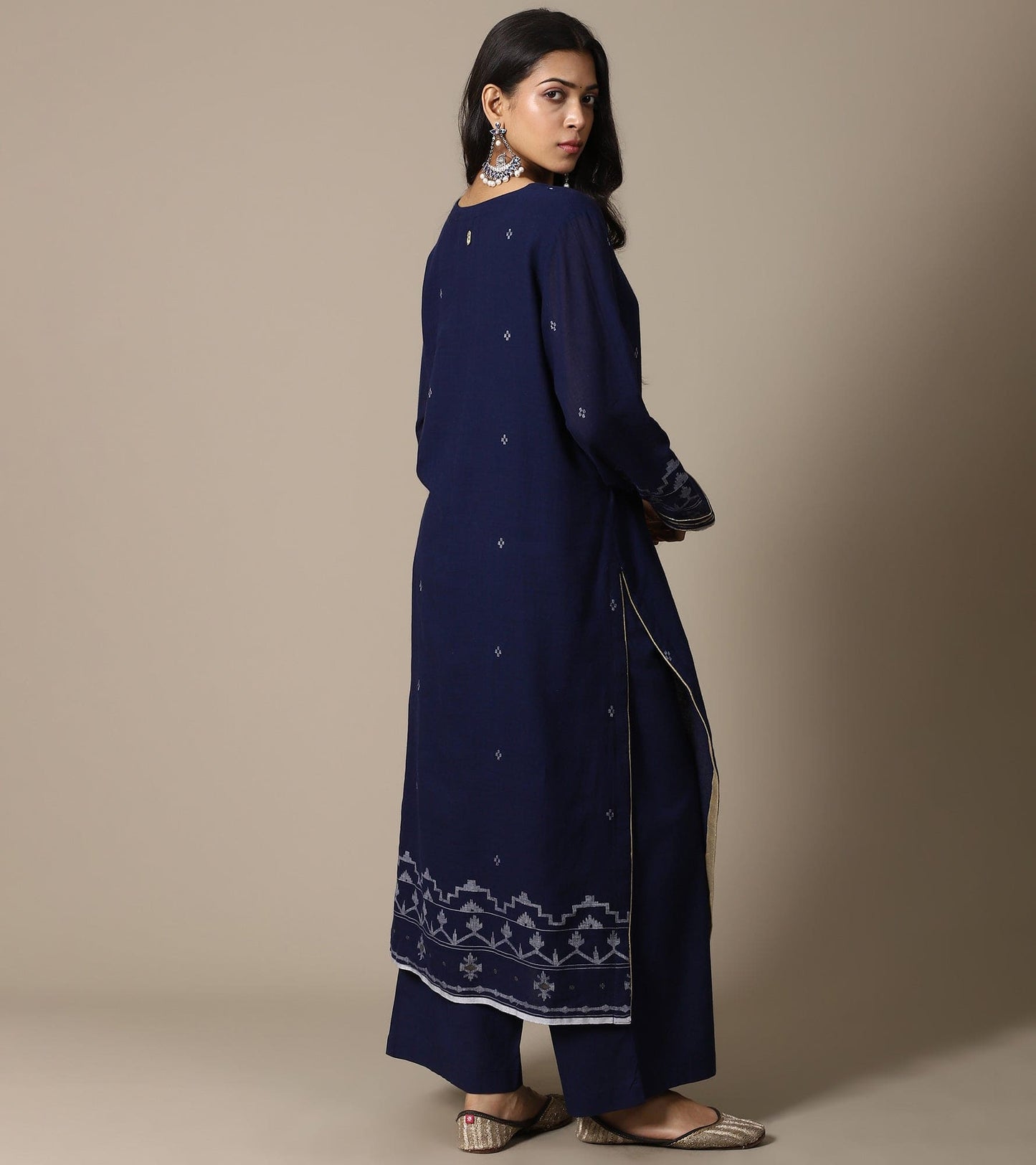 INDIGO JAMDANI JAAL TUNIC SET