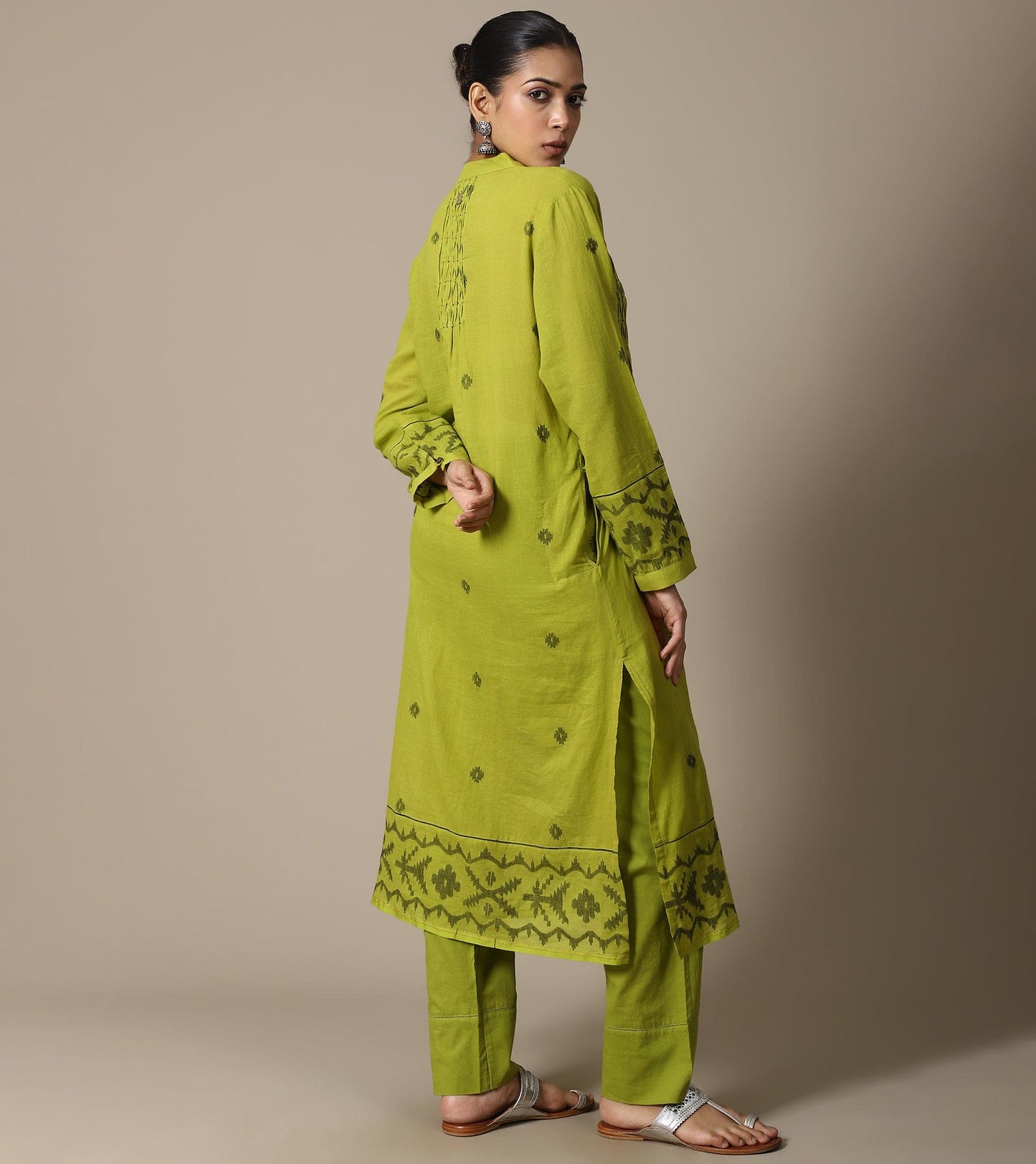 LIME JAMDANI TUNIC SET