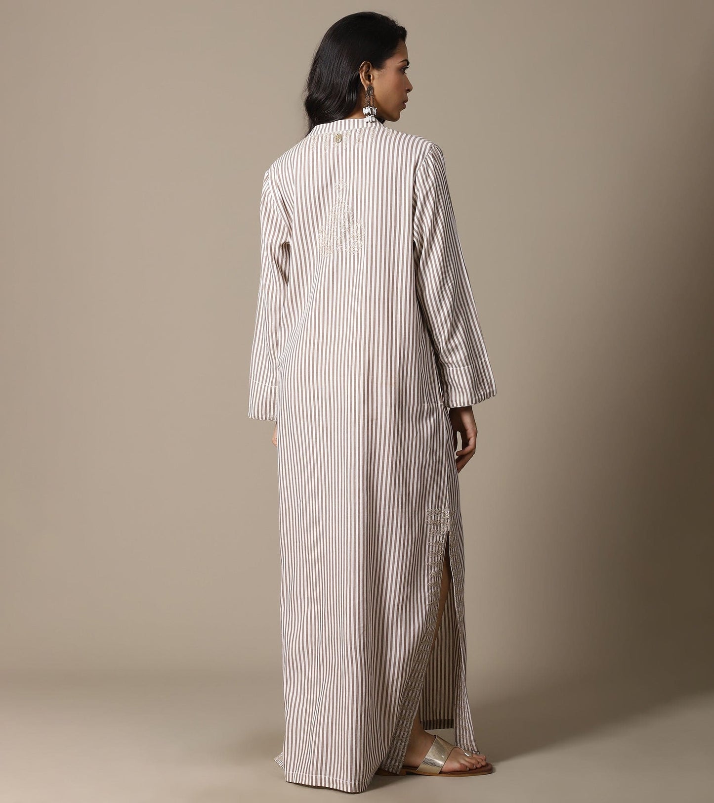ORGANIC BEIGE STRIPE KAFTAN