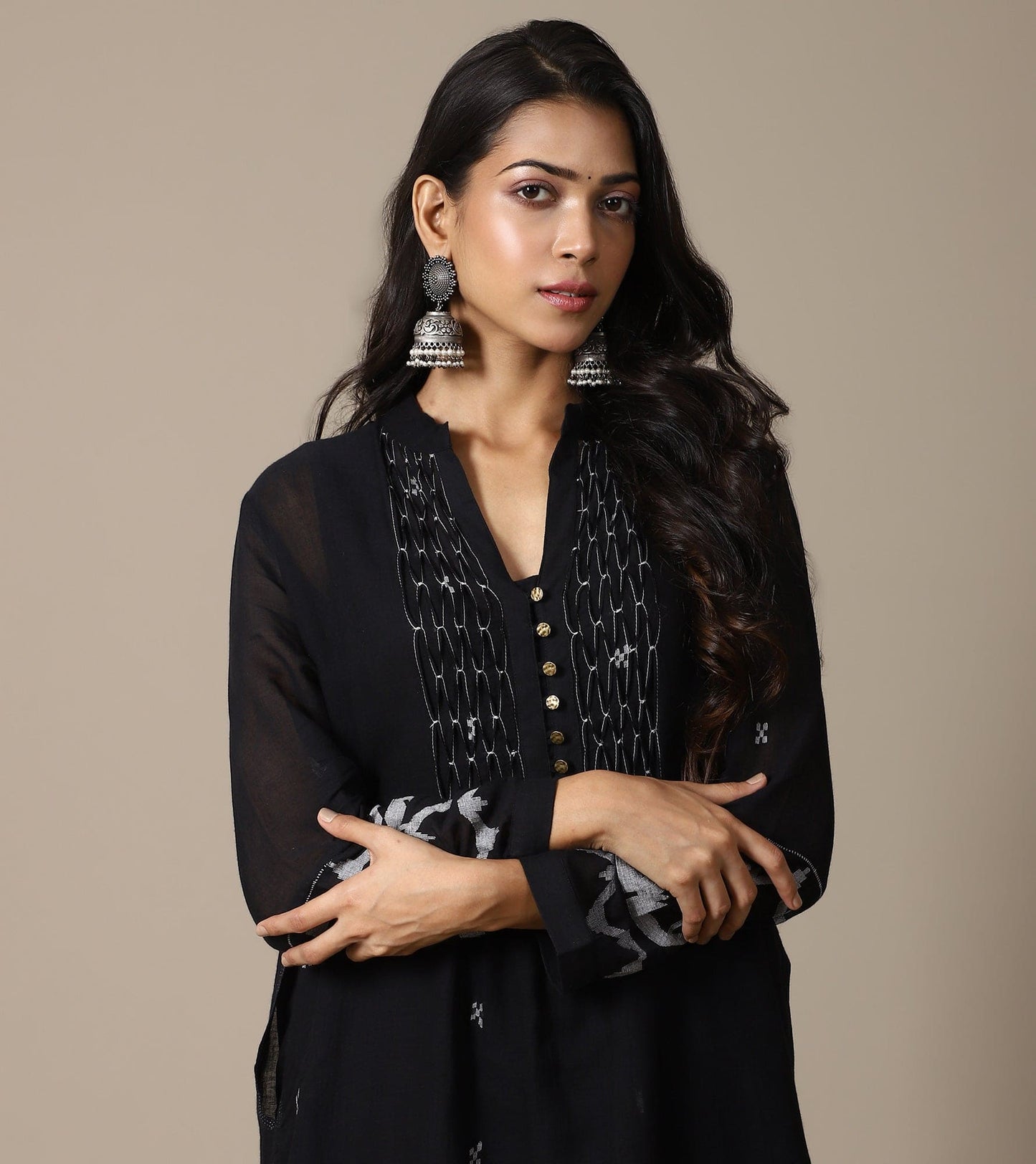 BLACK JAMDANI TUNIC SET