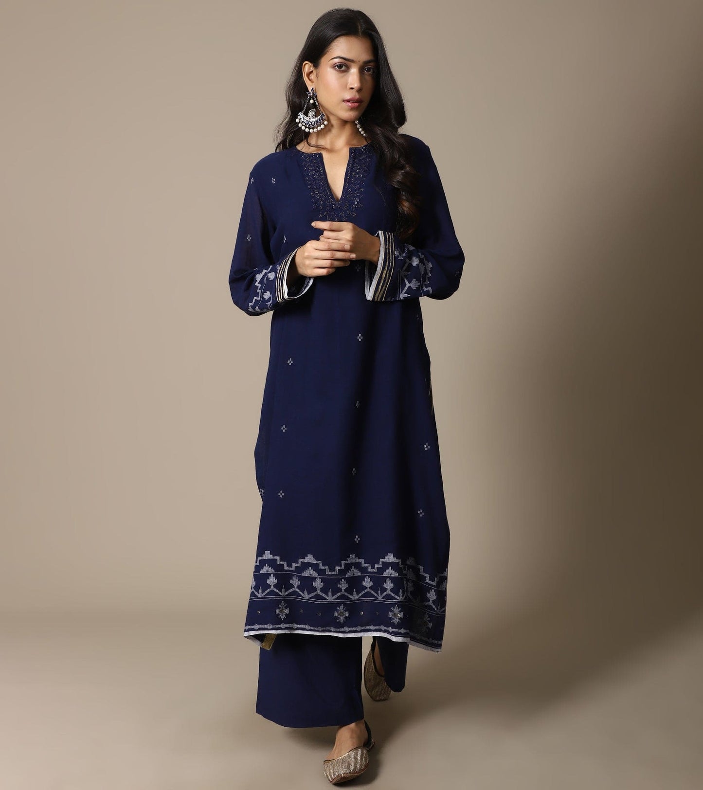 INDIGO JAMDANI JAAL TUNIC SET