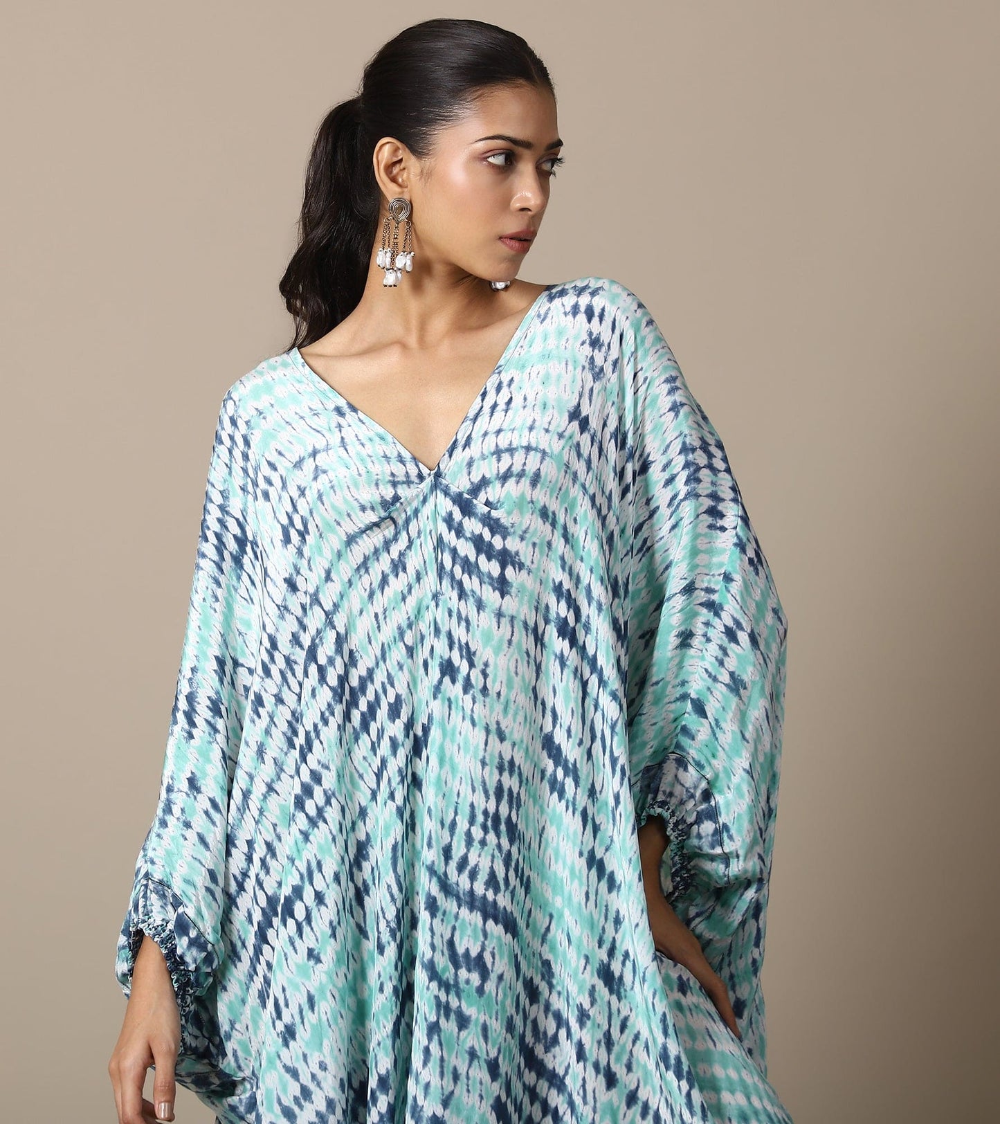 AQUA INDIGO SHIBORI KAFTAN