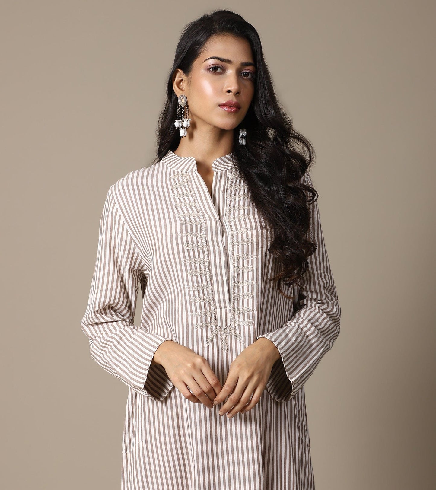 ORGANIC BEIGE STRIPE KAFTAN
