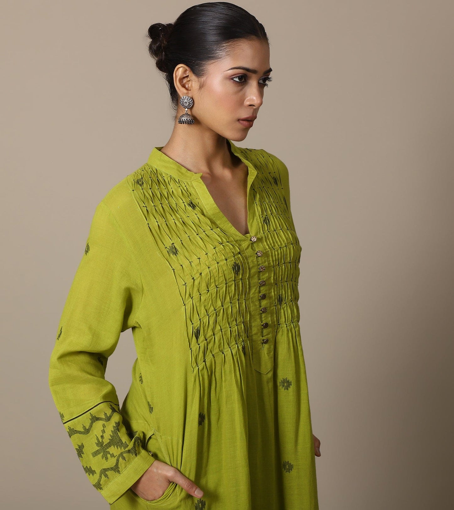 LIME JAMDANI TUNIC SET