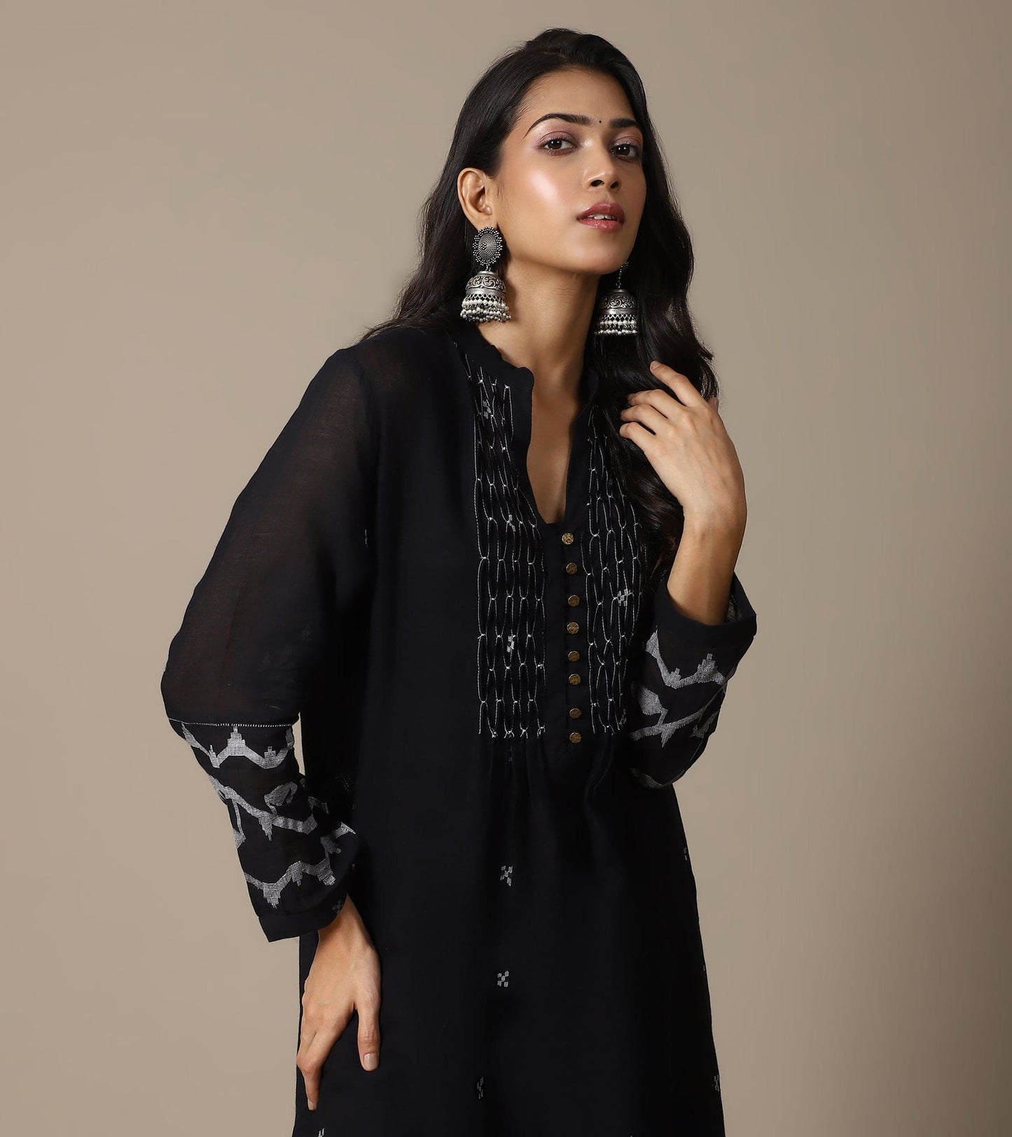 BLACK JAMDANI TUNIC SET