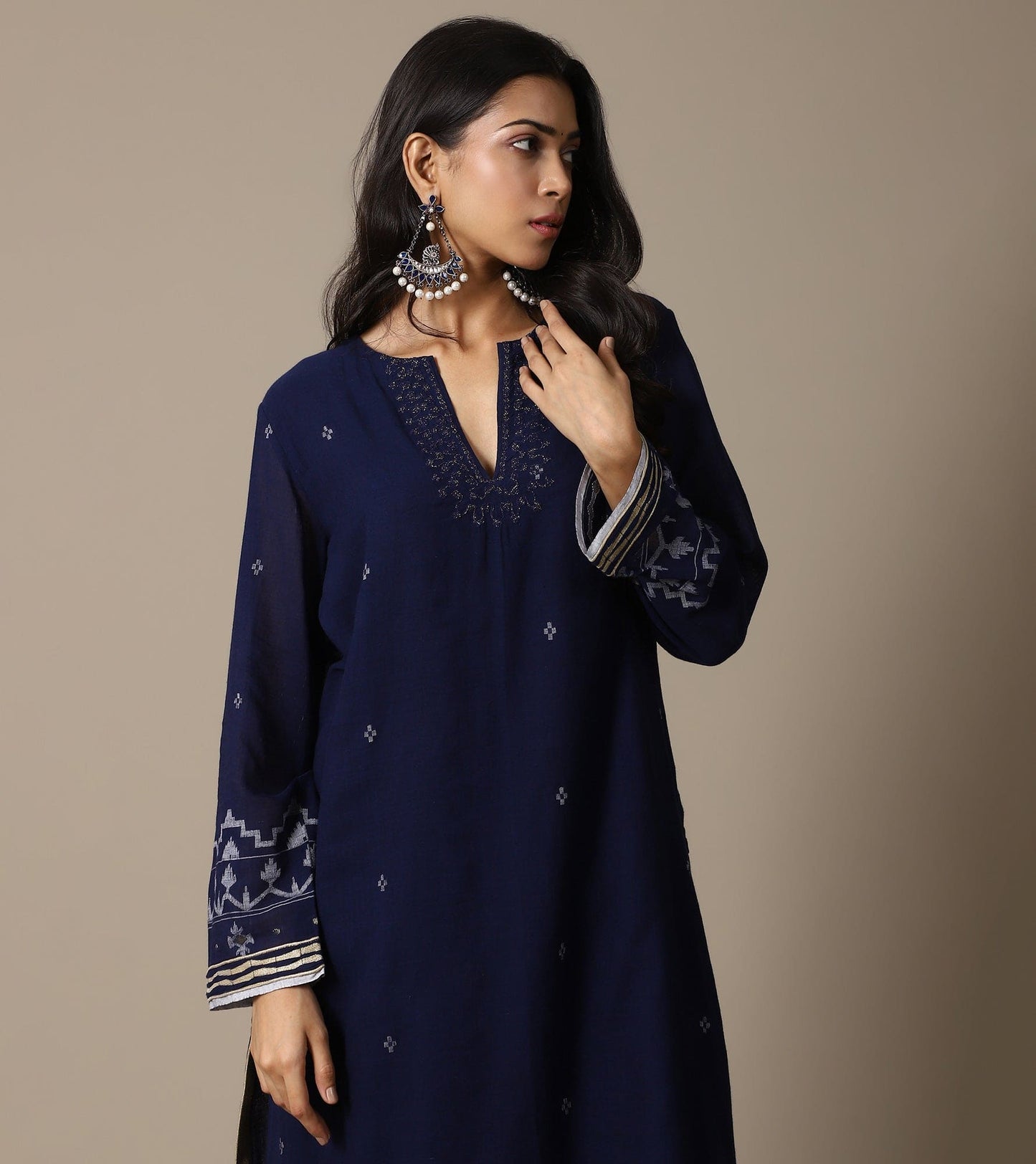 INDIGO JAMDANI JAAL TUNIC SET