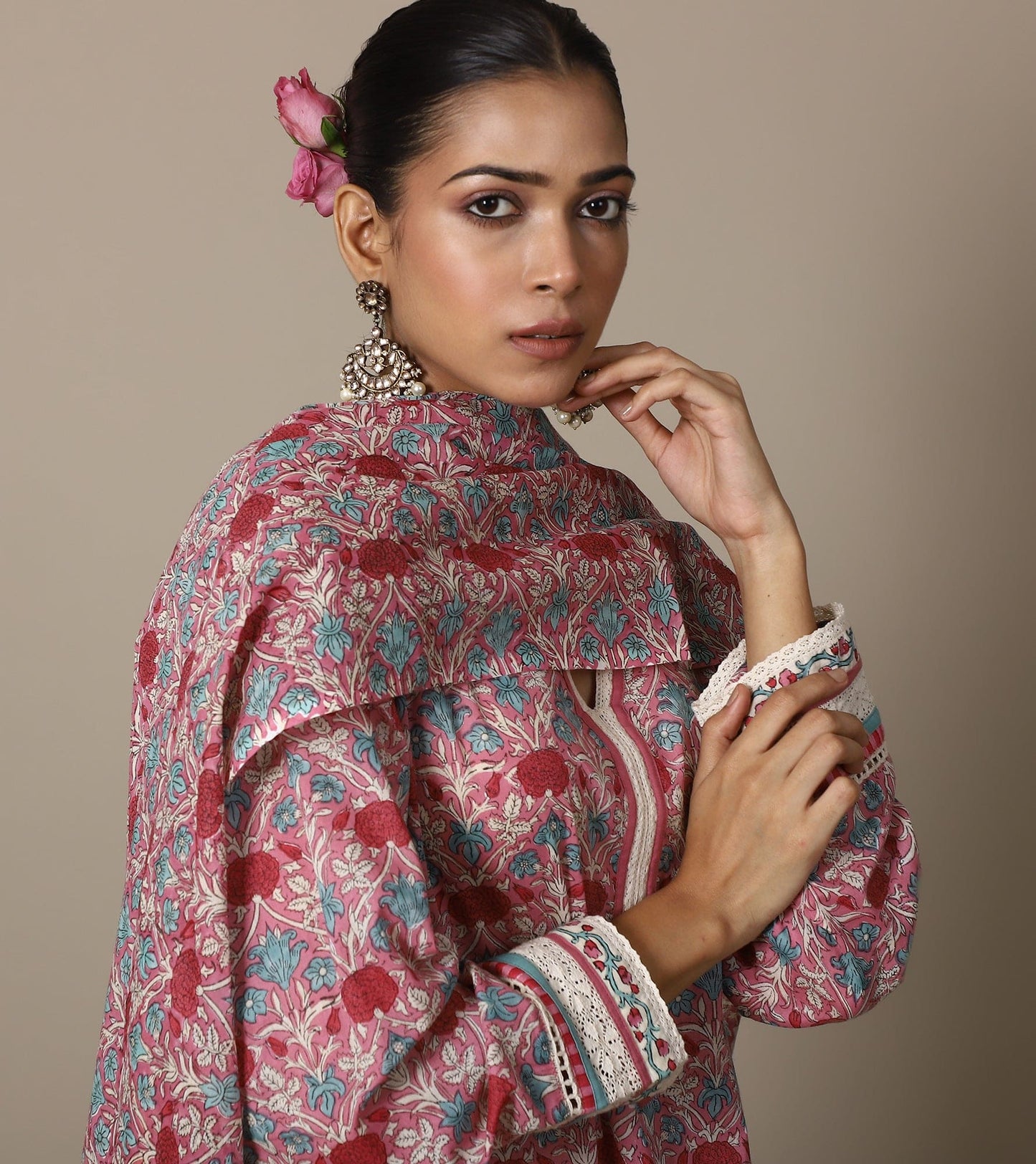 BLOCK BLUSH MARIGOLD KURTA & KALIDAR BOTTOM