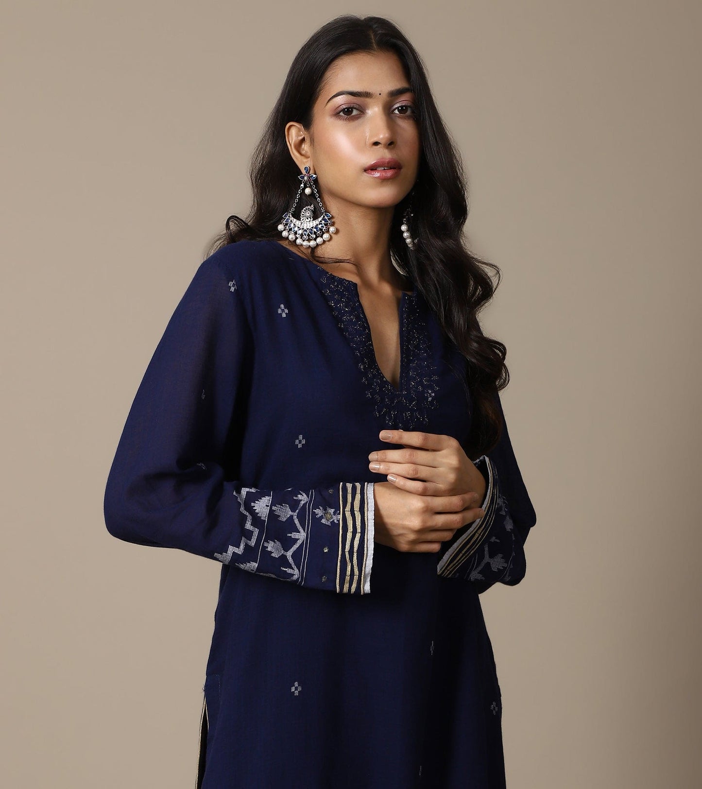INDIGO JAMDANI JAAL TUNIC SET