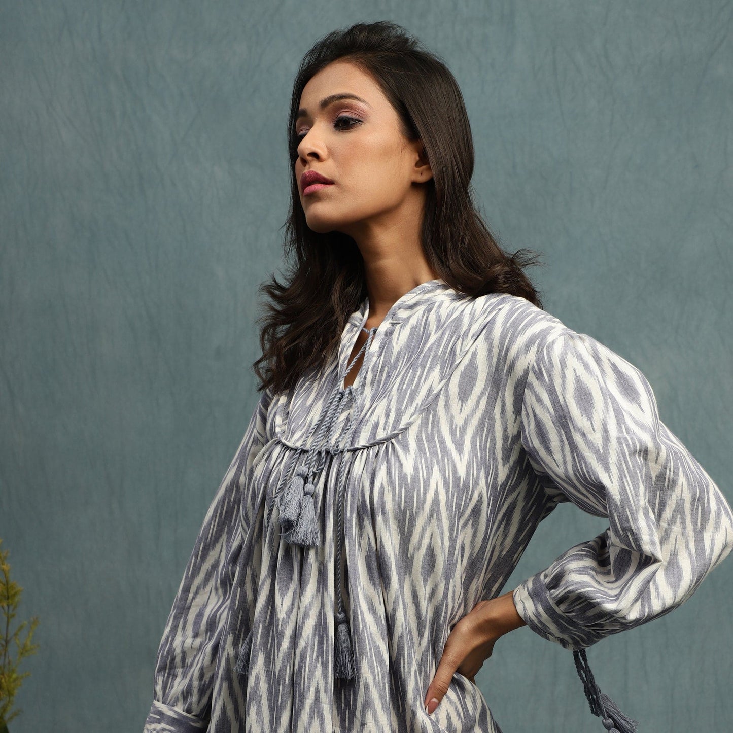 IKAT PINTUCK ORGANIC COTTON HANDWOVEN DRESS