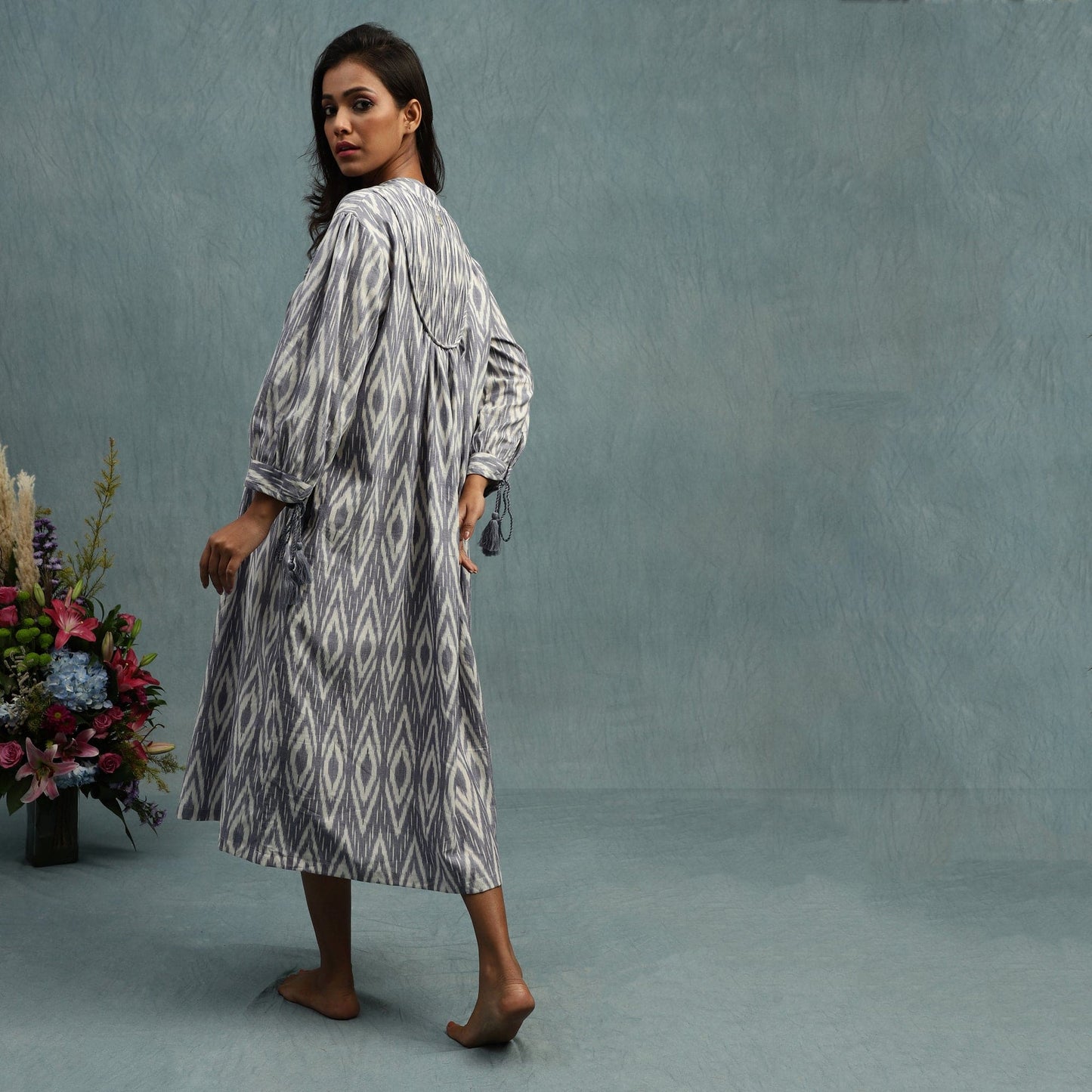 IKAT PINTUCK ORGANIC COTTON HANDWOVEN DRESS
