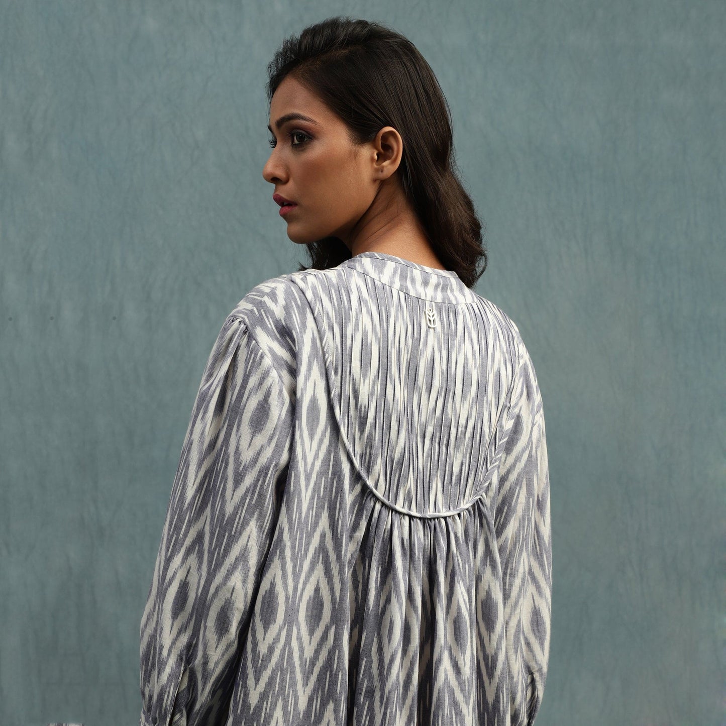 IKAT PINTUCK ORGANIC COTTON HANDWOVEN DRESS