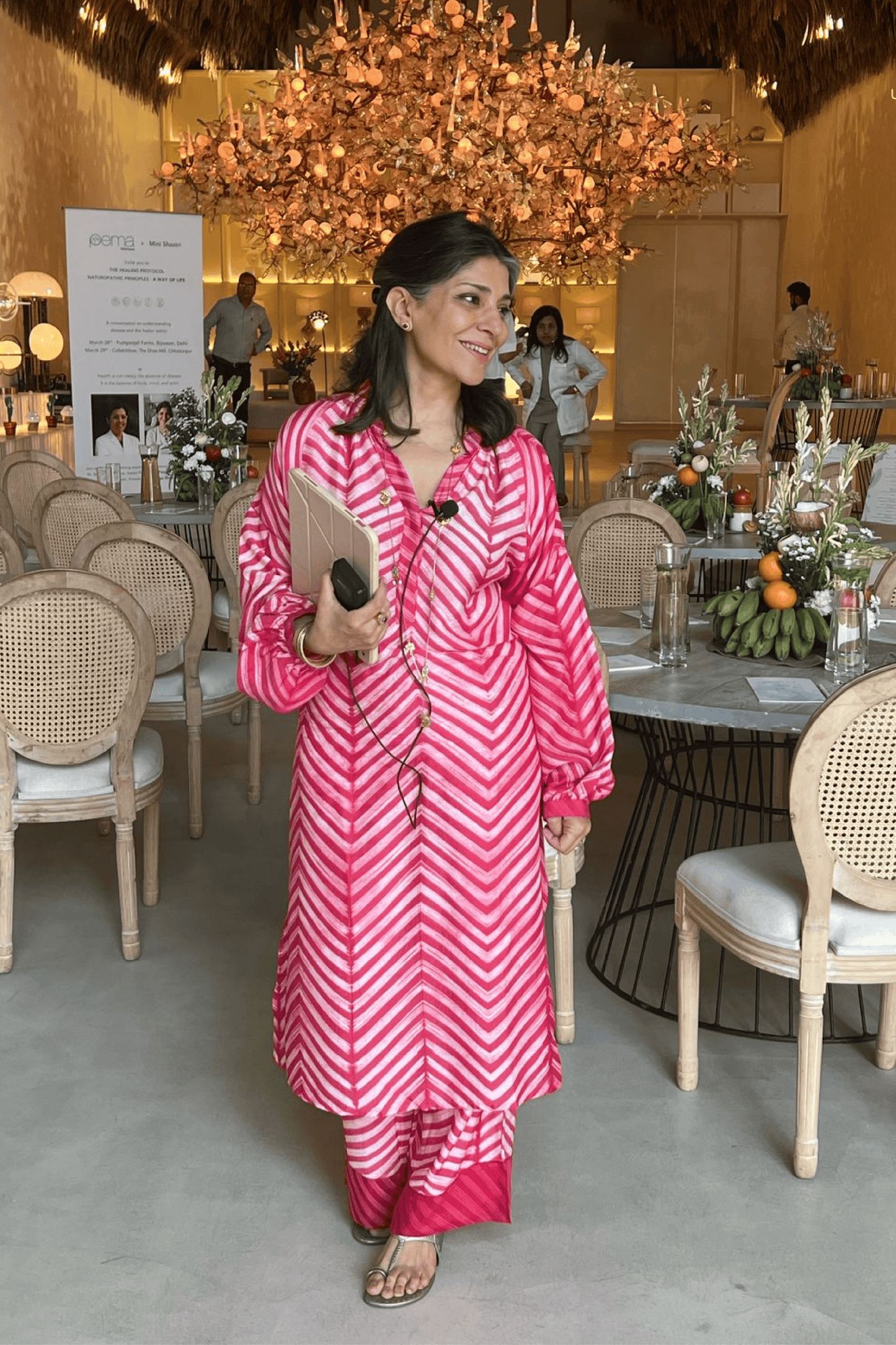 FUCHSIA COTTON SILK SHIBORI TUNIC SET