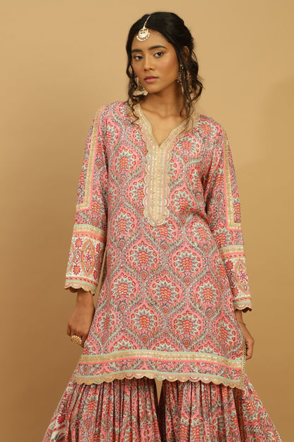 PHOOL JAAL COTTON SILK BLOCK SHARARA SET (3 pcs)
