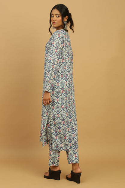 BLUE ANANAAS JAALI ORGANIC COTTON BLOCK TUNIC SET
