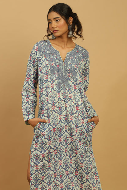 BLUE ANANAAS JAALI ORGANIC COTTON BLOCK TUNIC SET