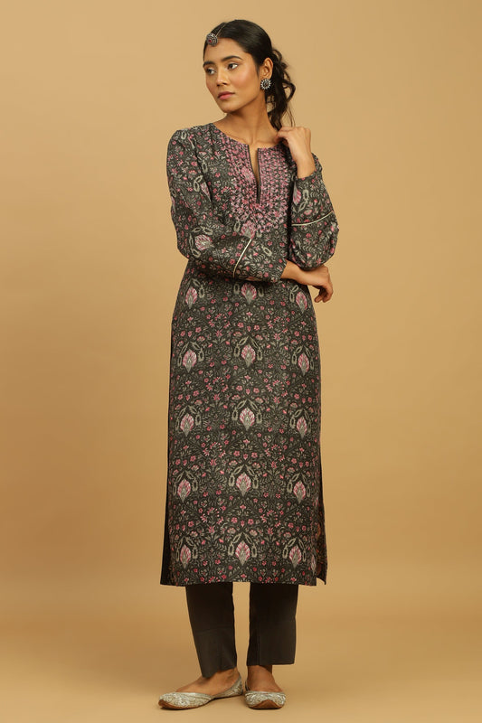 BLACK BOOTIE JAAL SILK TUNIC SET