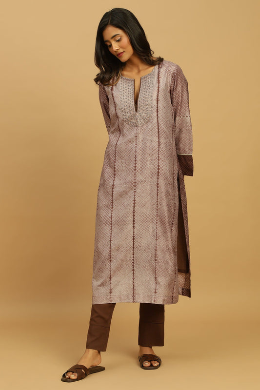 CHOCOLATE SILK SHIBORI TUNIC SET