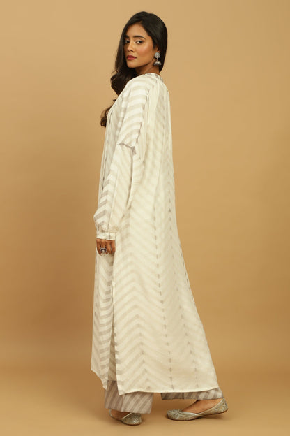 TAUPE COTTON SILK SHIBORI TUNIC SET