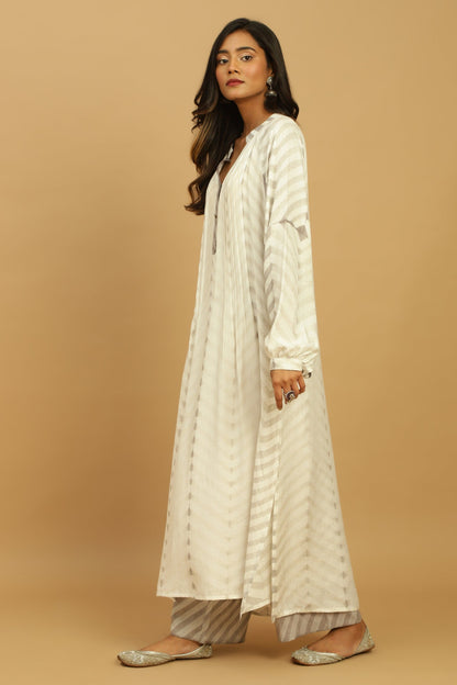 TAUPE COTTON SILK SHIBORI TUNIC SET