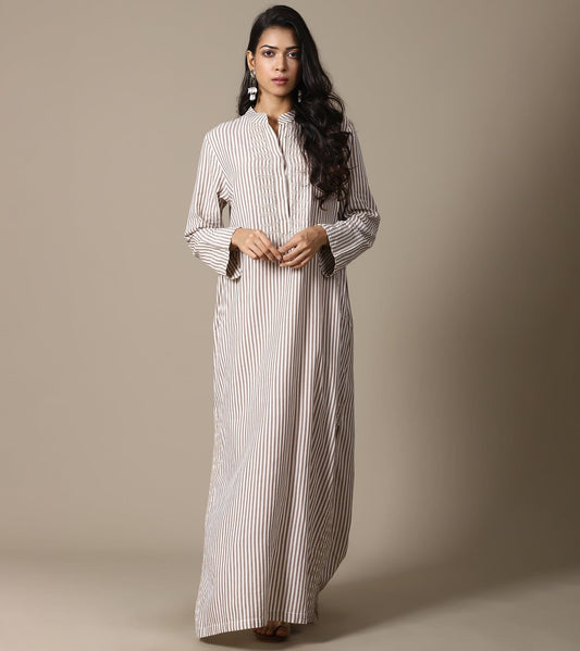 ORGANIC BEIGE STRIPE KAFTAN