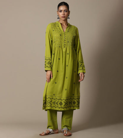 LIME JAMDANI TUNIC SET