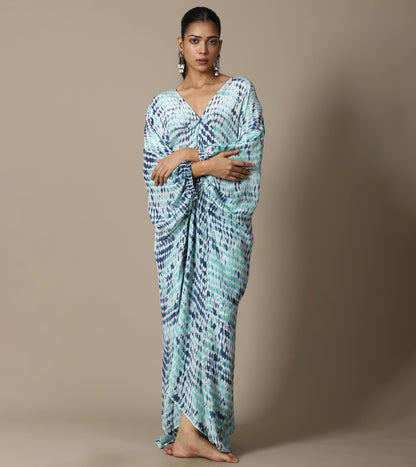 AQUA INDIGO SHIBORI KAFTAN