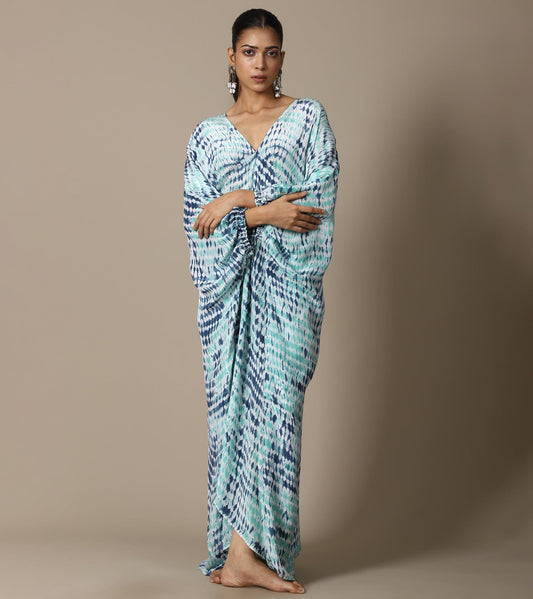 AQUA INDIGO SHIBORI KAFTAN