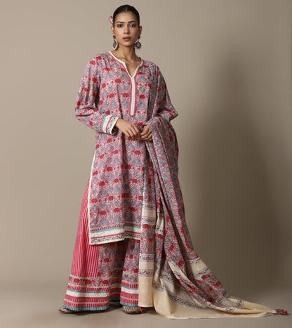 BLOCK BLUSH MARIGOLD KURTA & KALIDAR BOTTOM