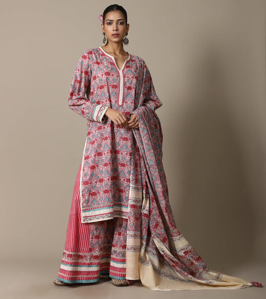 BLOCK BLUSH MARIGOLD KURTA & KALIDAR BOTTOM