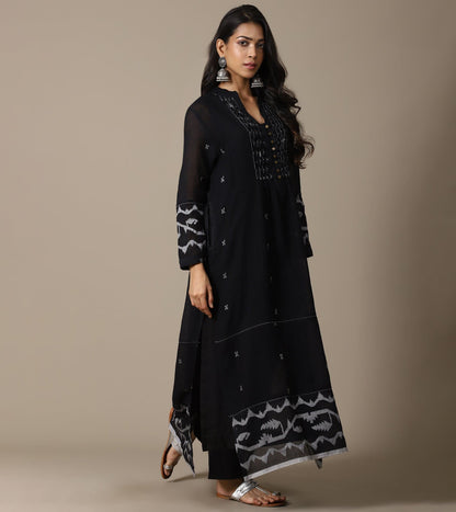 BLACK JAMDANI TUNIC SET