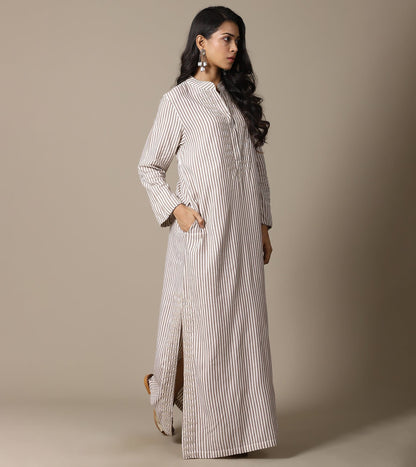 ORGANIC BEIGE STRIPE KAFTAN