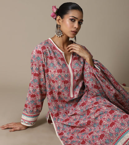 BLOCK BLUSH MARIGOLD KURTA & KALIDAR BOTTOM