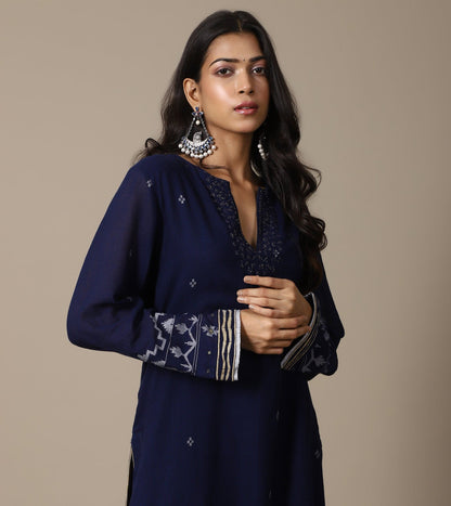 INDIGO JAMDANI JAAL TUNIC SET