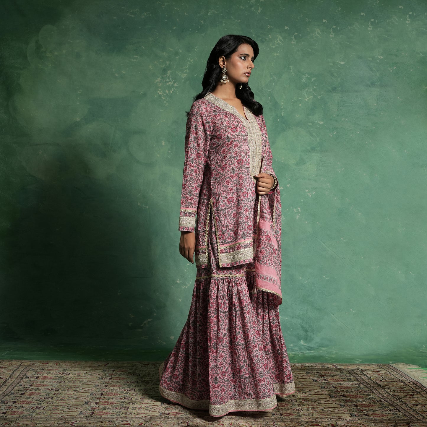 ORGANIC COTTON PINK TULIP SHARARA (SET OF 3)