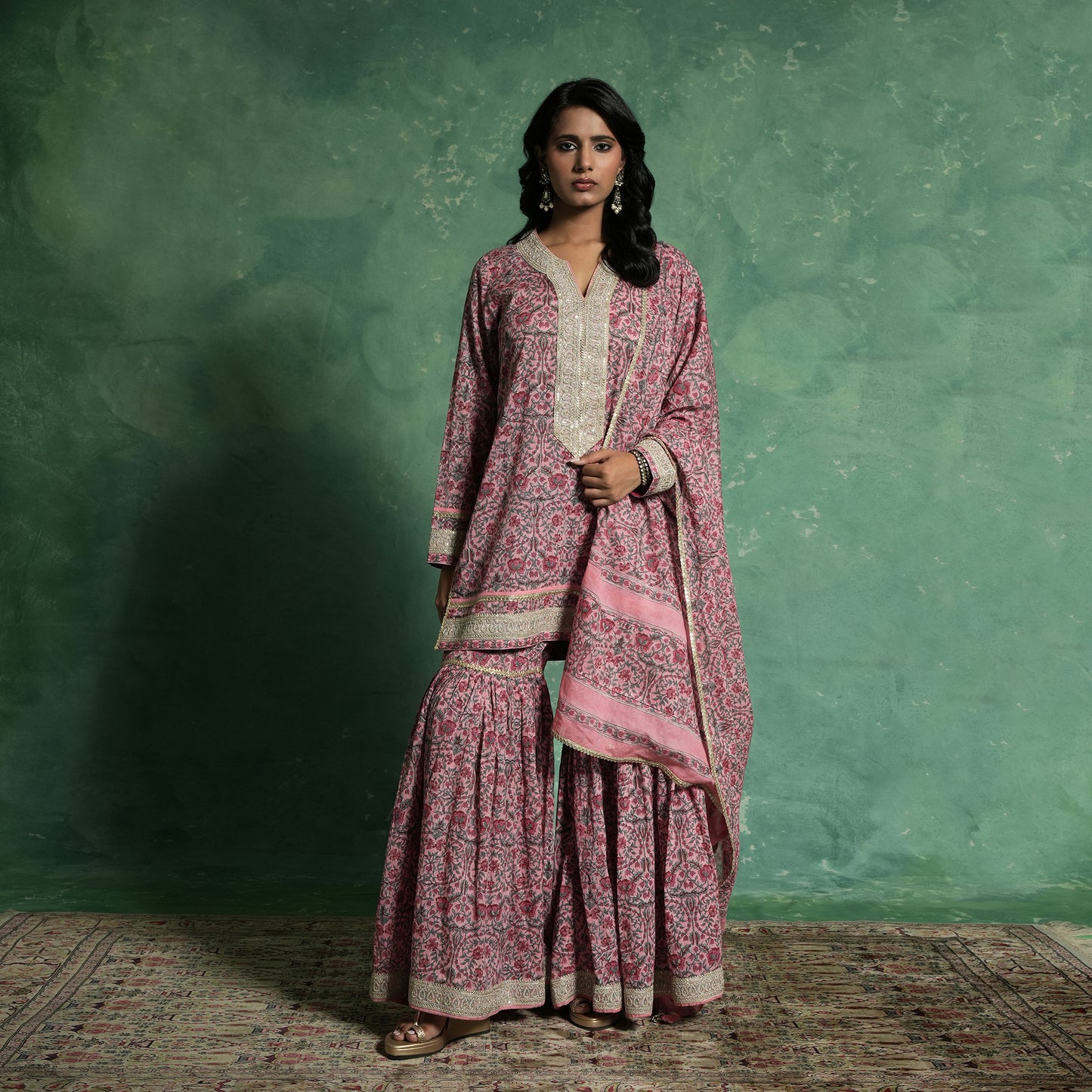 ORGANIC COTTON PINK TULIP SHARARA (SET OF 3)