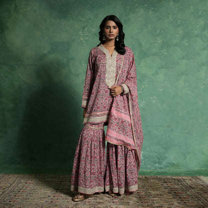 ORGANIC COTTON PINK TULIP SHARARA (SET OF 3)