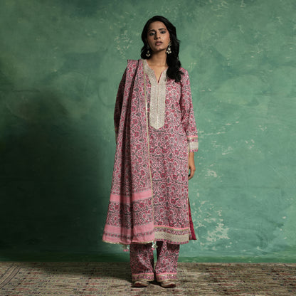 ORGANIC COTTON PINK TULIP KURTA SET