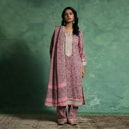 ORGANIC COTTON PINK TULIP KURTA SET