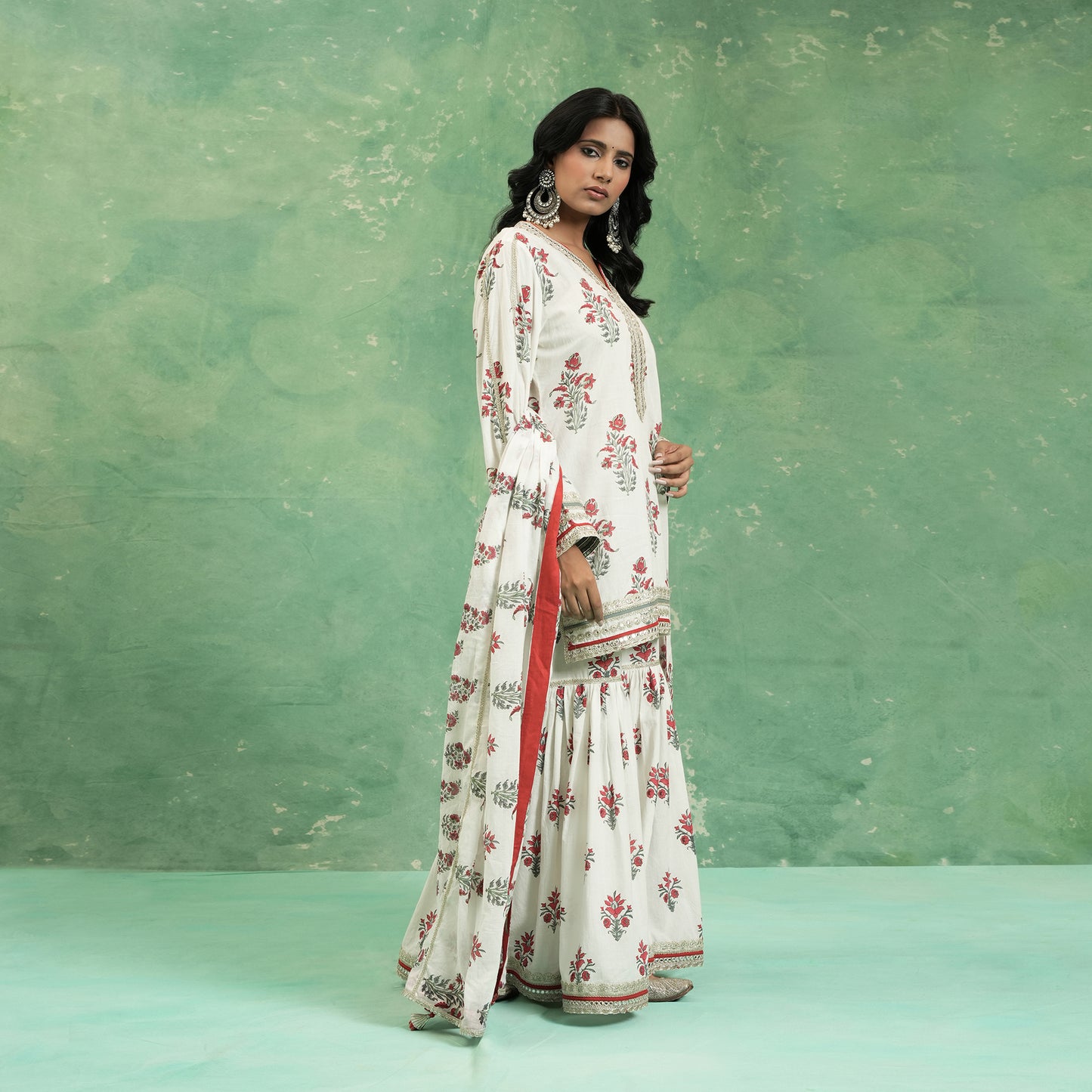 ORGANIC COTTON RED ANAAR SHARARA (SET OF 3)